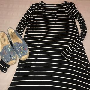 Long Sleeve Stripe Swing Dress